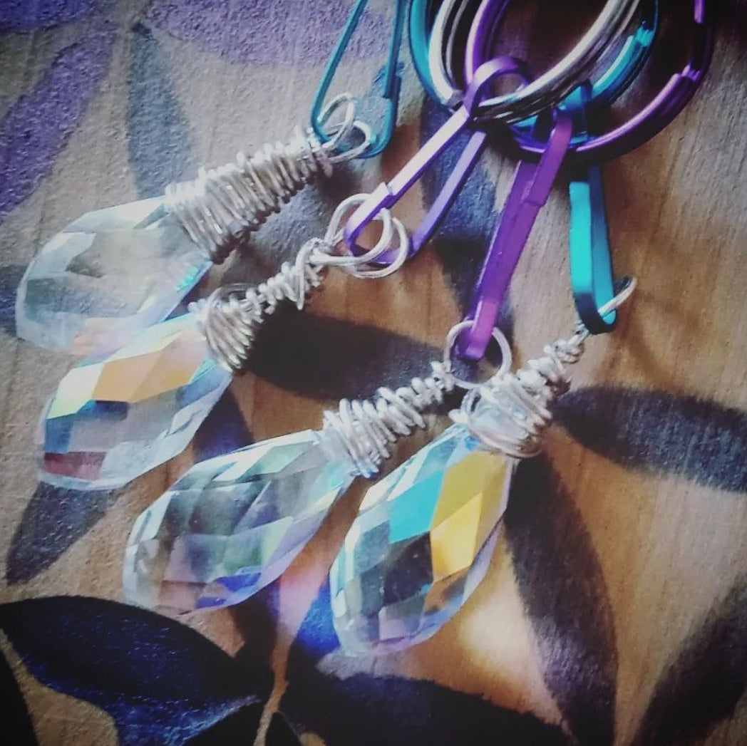 Wrapped Aura Crystal Keychain