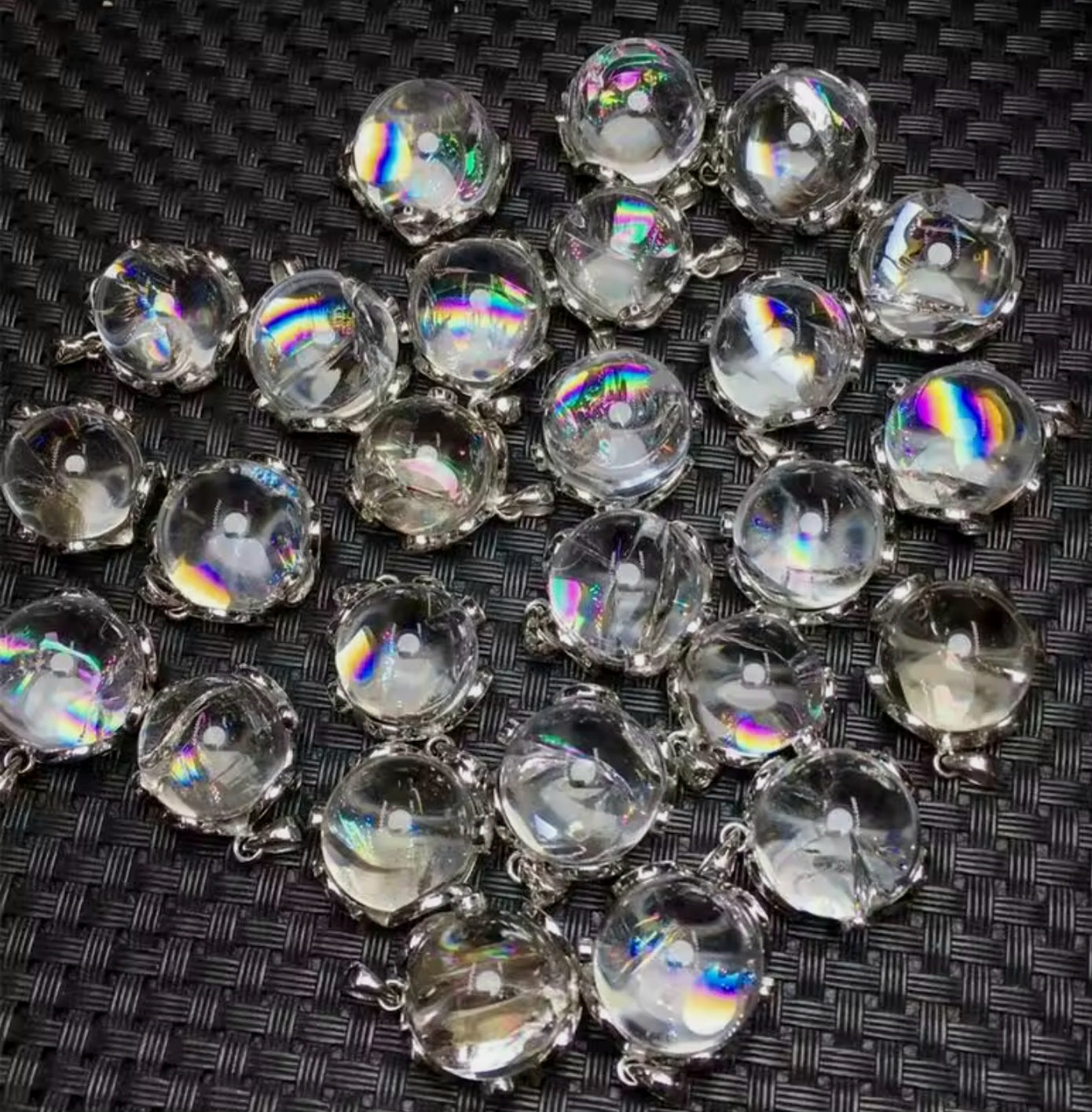 Rainbow Quartz Crystal Ball Necklace