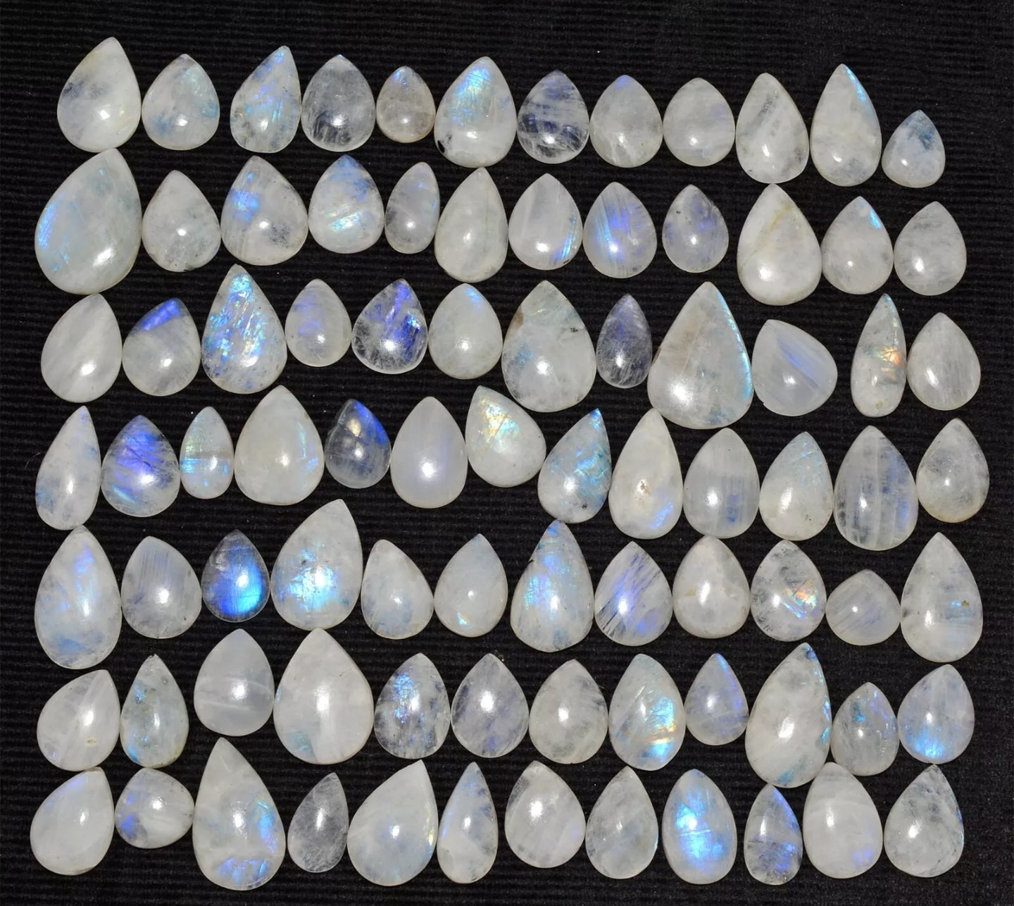 1200 ct Natural Pear Shape Rainbow Moonstone Cabs