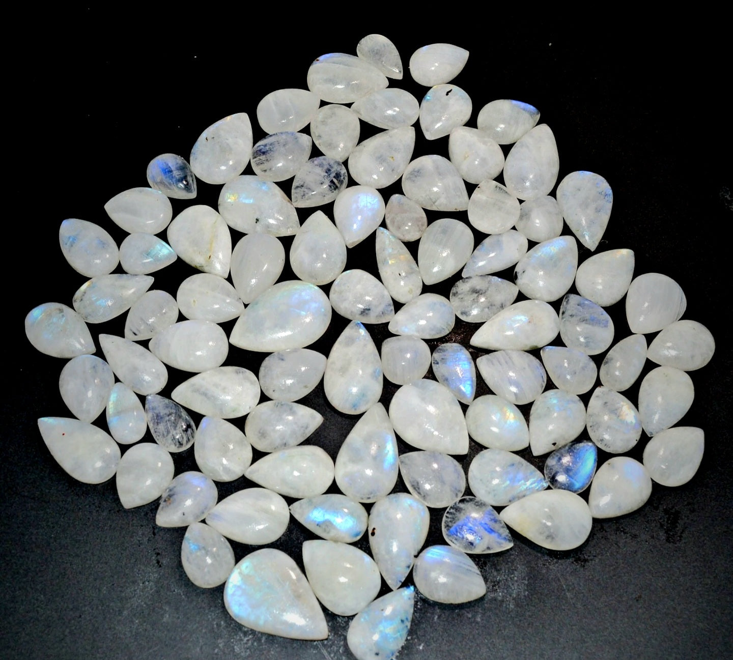 1200 ct Natural Pear Shape Rainbow Moonstone Cabs