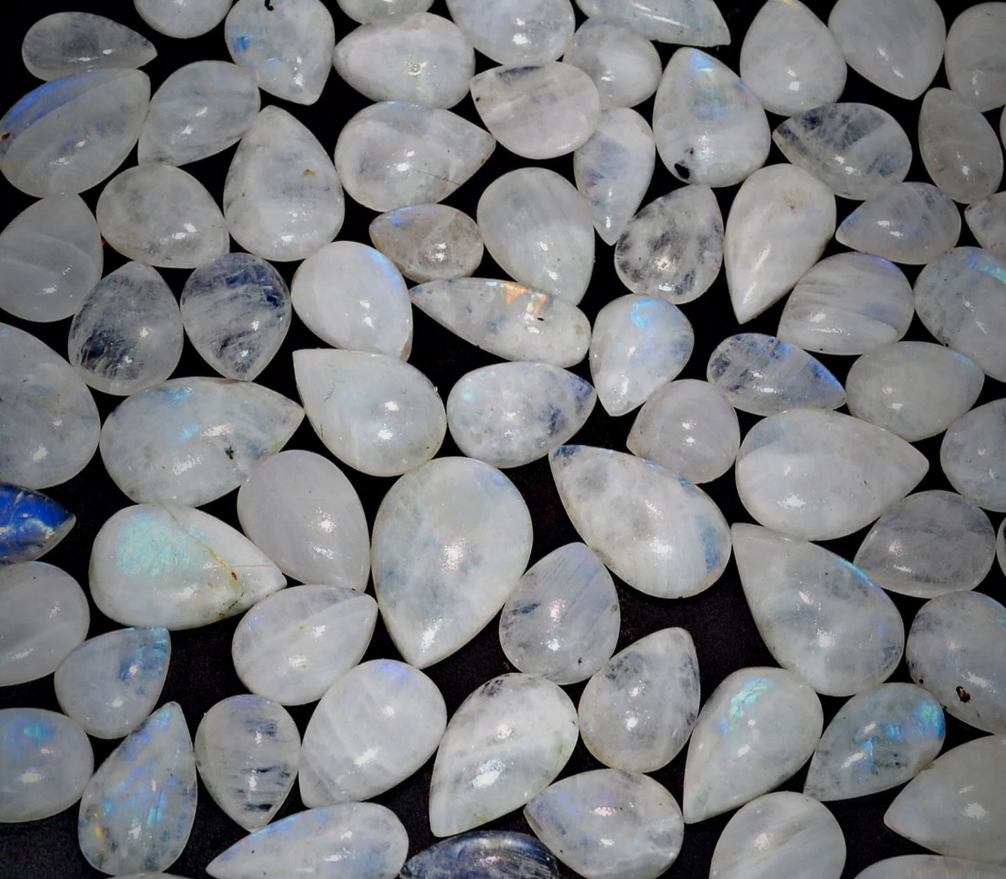 1200 ct Natural Pear Shape Rainbow Moonstone Cabs