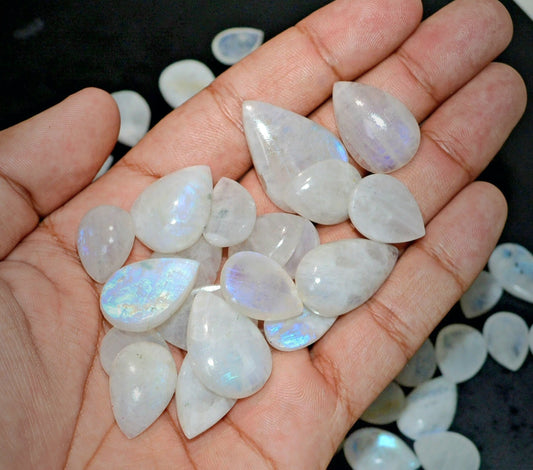 1200 ct Natural Pear Shape Rainbow Moonstone Cabs